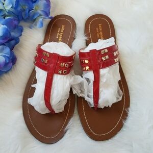Kate Spade New York Women's Carol Flat Thong Sandal Cherry Red